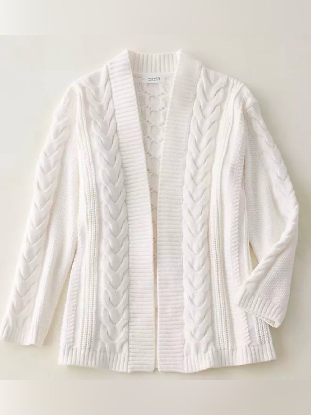 Ann Taylor Haven Cozy Ivory Cable Cardigan